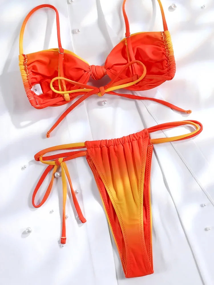 Orange Bikinis High Waist Swimsuit Women