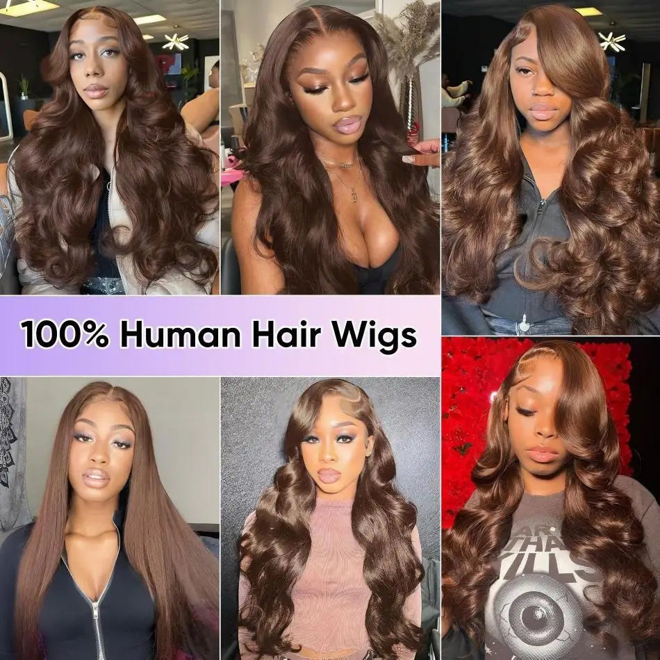 Chocolate Brown Lace Front Human Hair Wigs