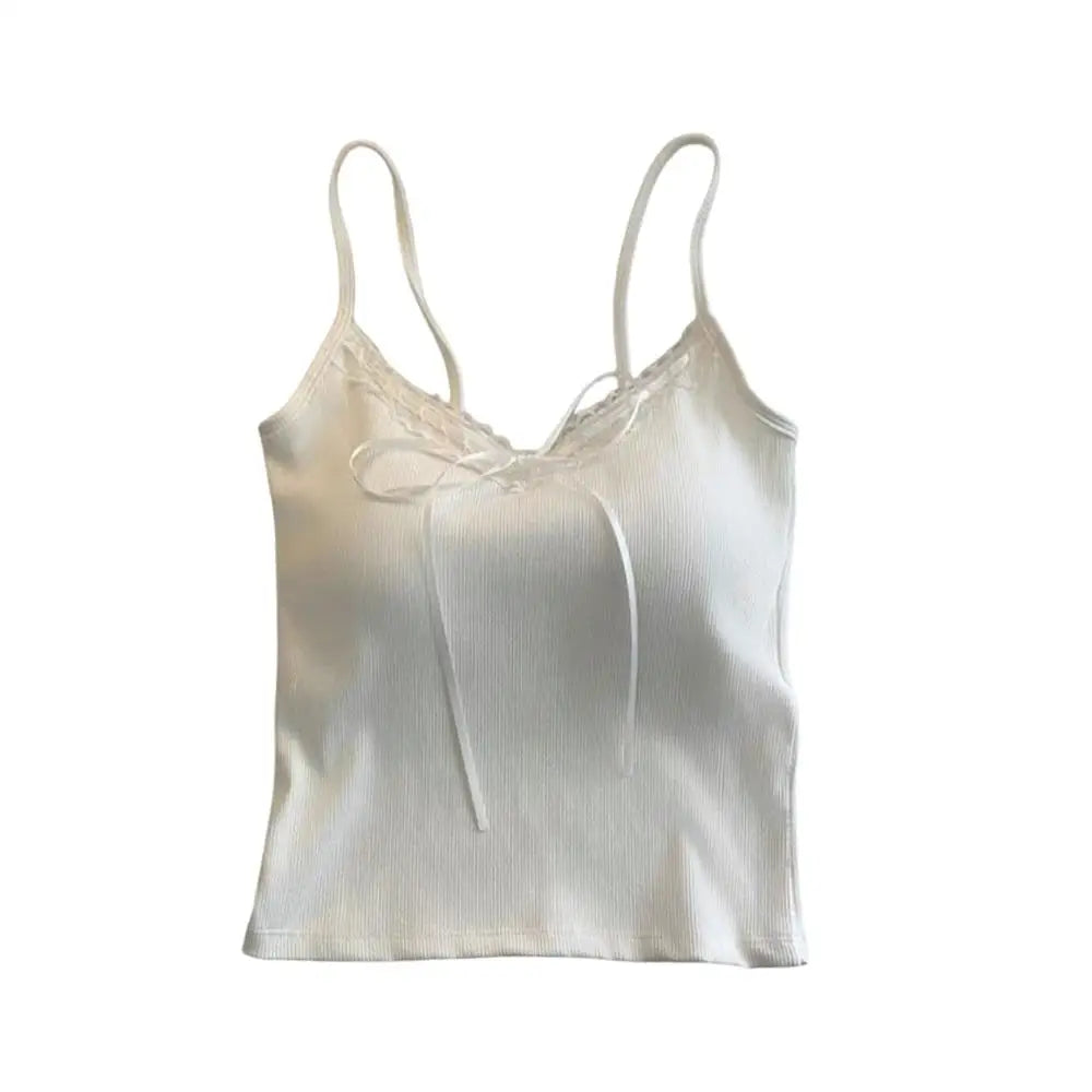 Sling Vest Inner Pad Lace Trim Strap Vest Beautiful Short Style Spicy Girl
