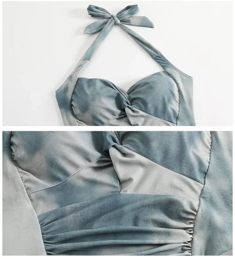 New Tenderness Sweet Cute Blue Halter Bikinis