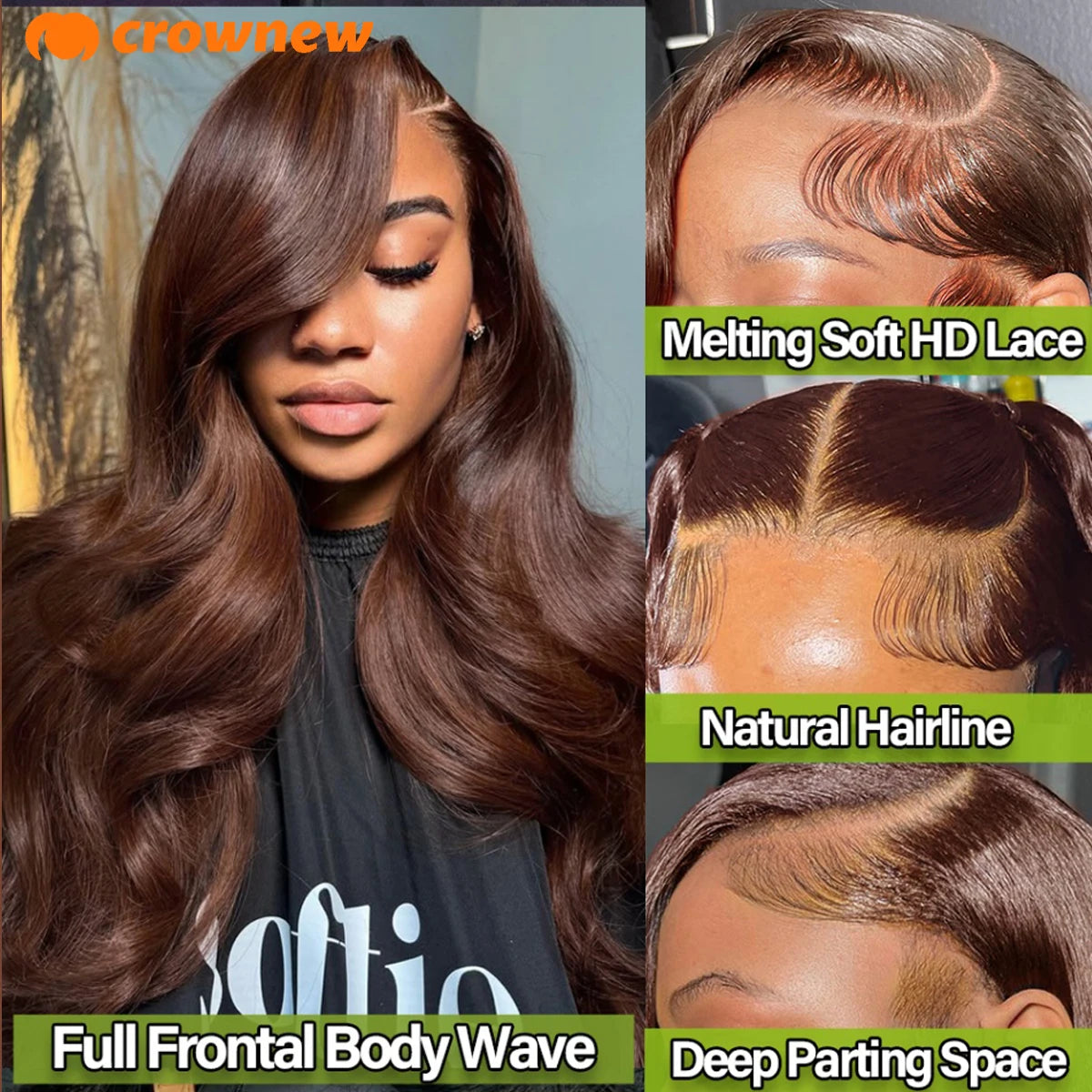 Chocolate Brown Lace Front Wig Human Hair