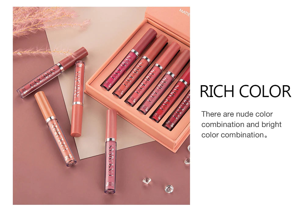 Set of 6 NonStick Cup Liquid lipstick , Long-Lasting Lip