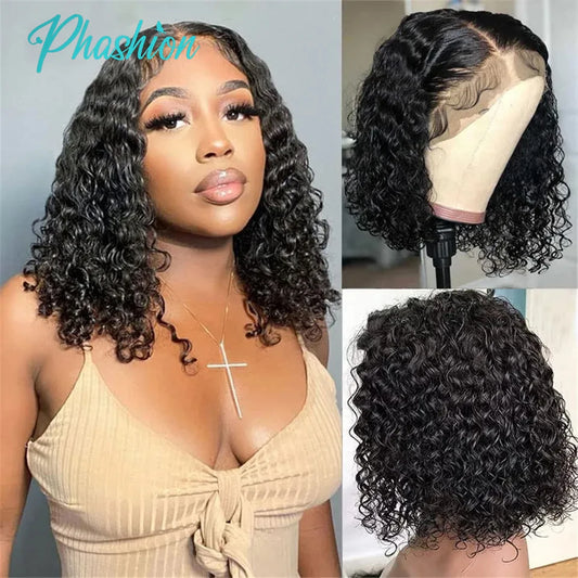 Phashion 13x4 Deep Curly Short Bob Wig Full Lace Frontal Human Hair Wigs
