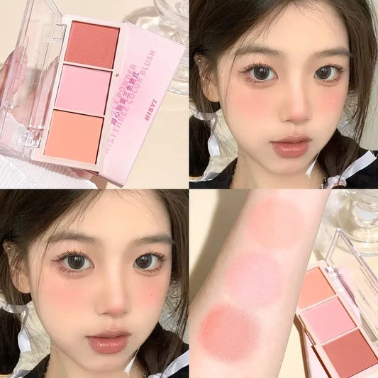 3-Color Cheek Red Plate Nude Makeup Natural Matte