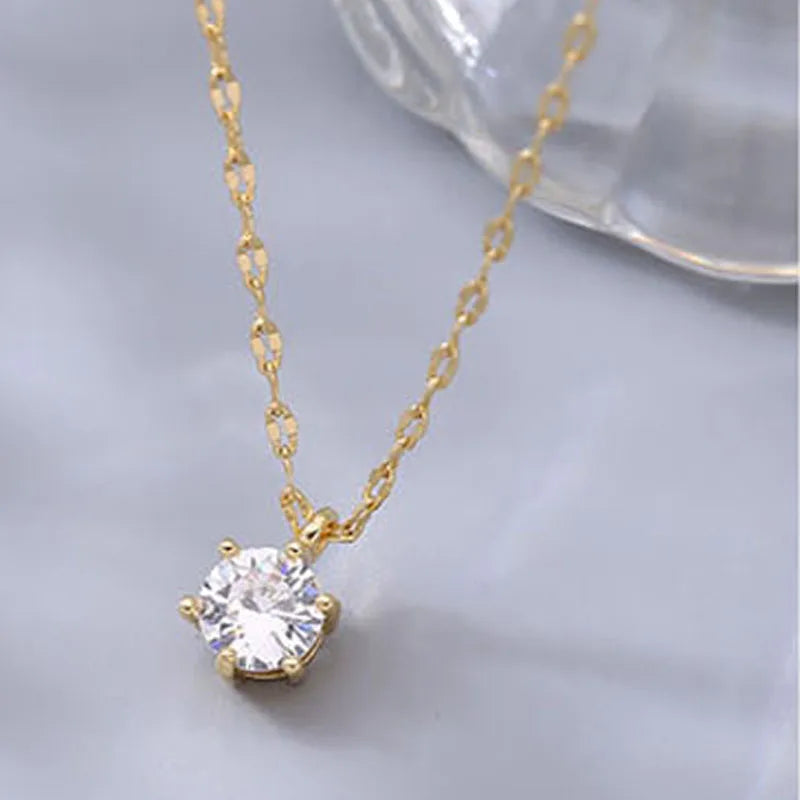 Hot 925 Sterling Silver Plated Necklace Versatile Single Sparkling