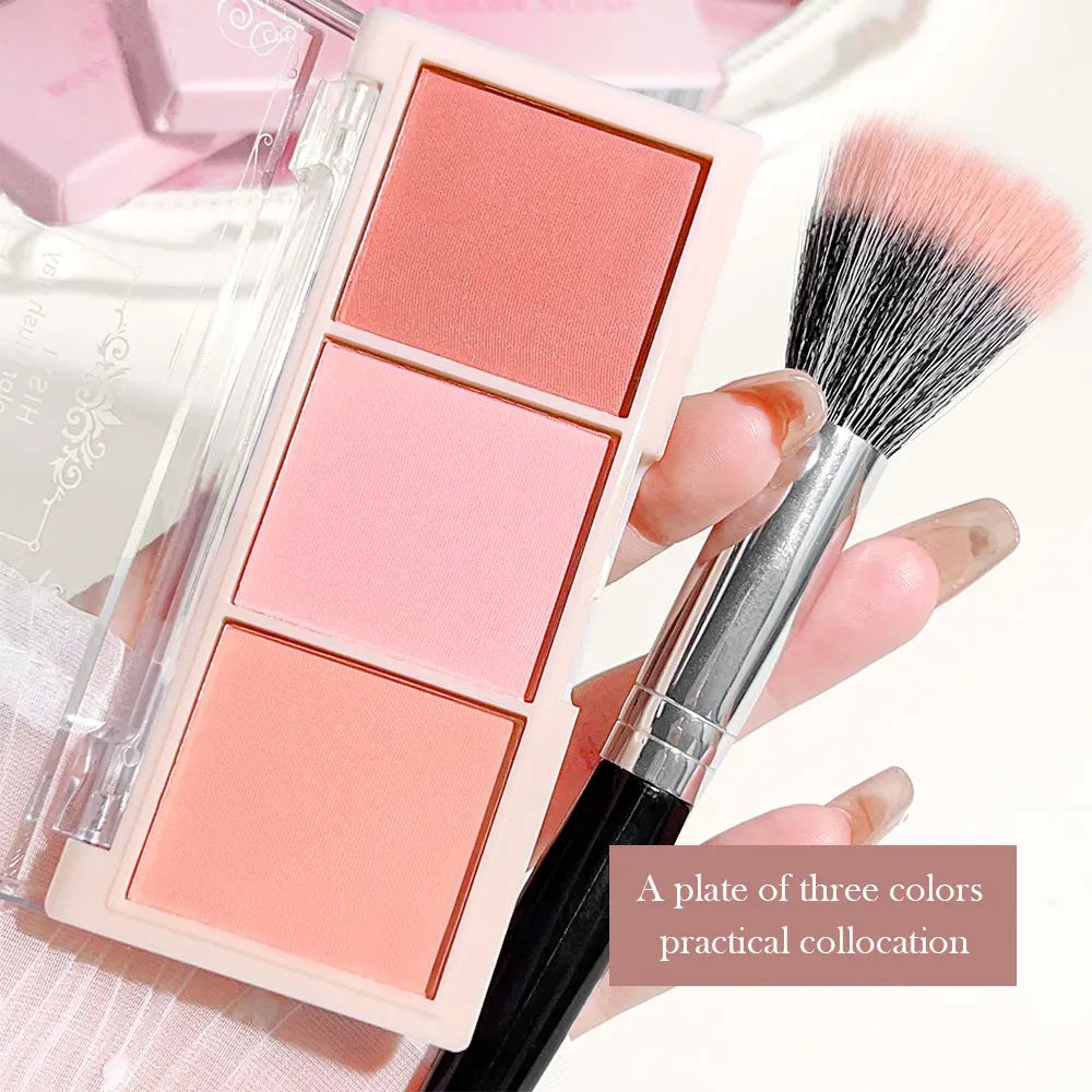 3-Color Cheek Red Plate Nude Makeup Natural Matte