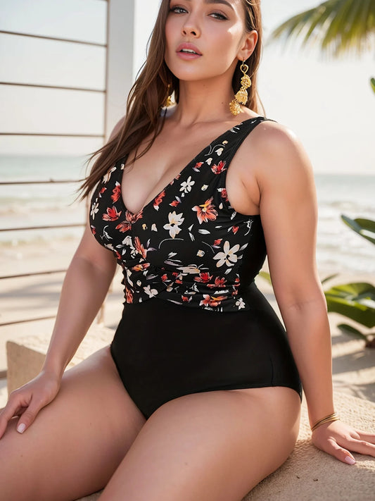 Floral Print Plus Size Swimwear Women 2025 Large