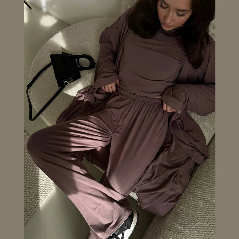 Casual Yellow Women 3 Pieces Suits 2025 V-neck Long Coat