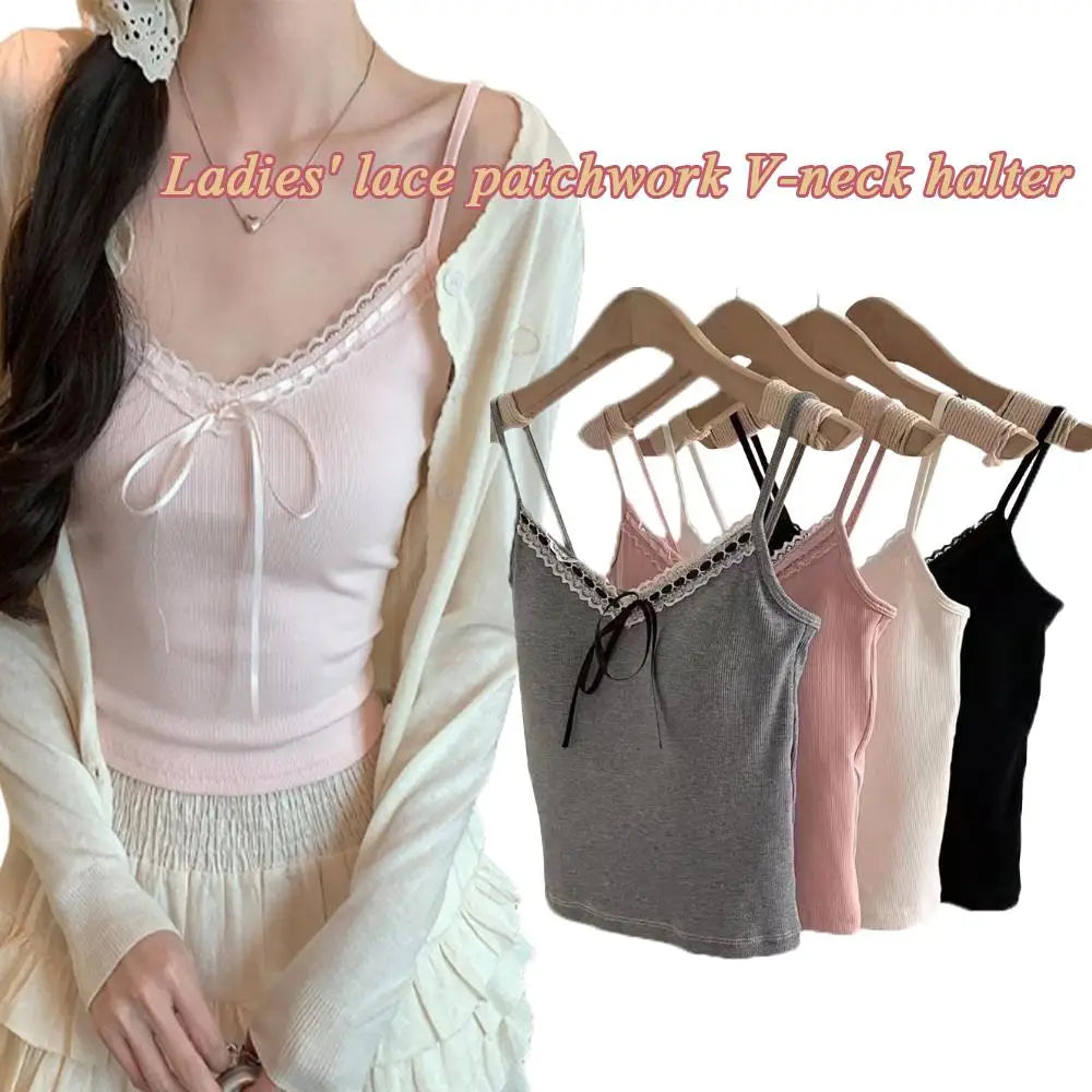 Sling Vest Inner Pad Lace Trim Strap Vest Beautiful Short Style Spicy Girl
