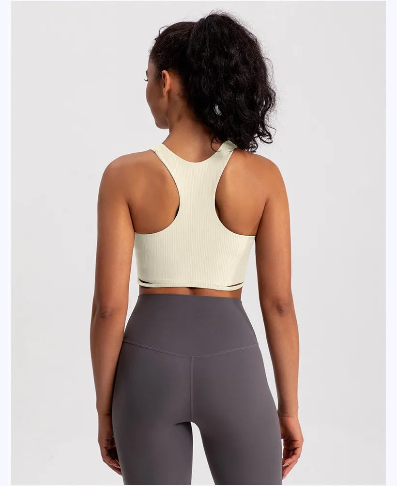 Yoga Tank Top Ribbed Fitness Yoga Underwear Women's Sports