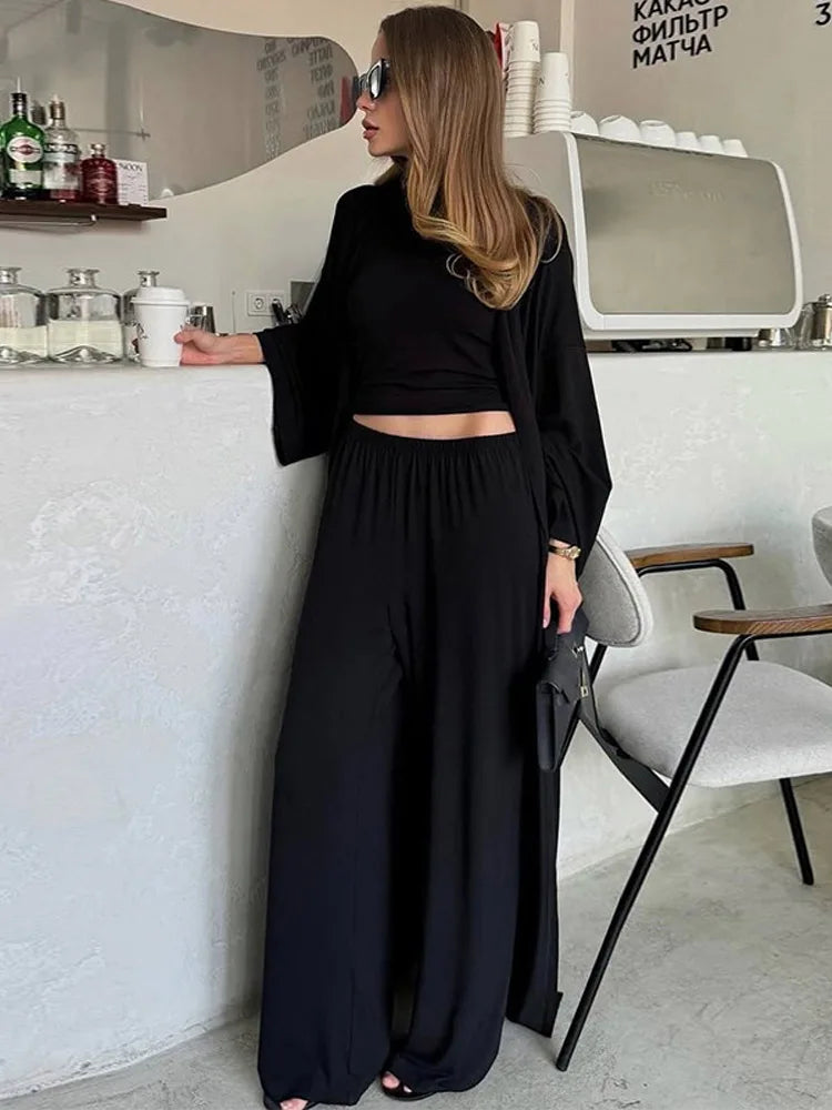 Casual Yellow Women 3 Pieces Suits 2025 V-neck Long Coat