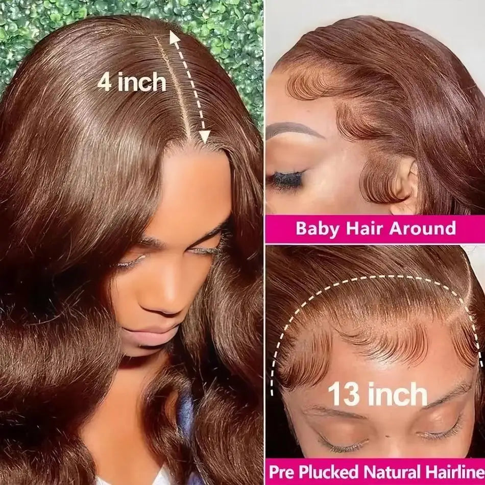 Chocolate Brown Lace Front Human Hair Wigs