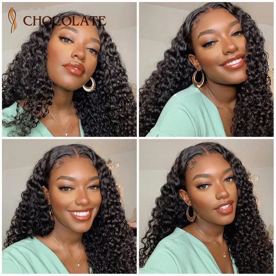 Water Wave 13x4 HD Lace Frontal Wig Deep Curly Human Hair Wigs