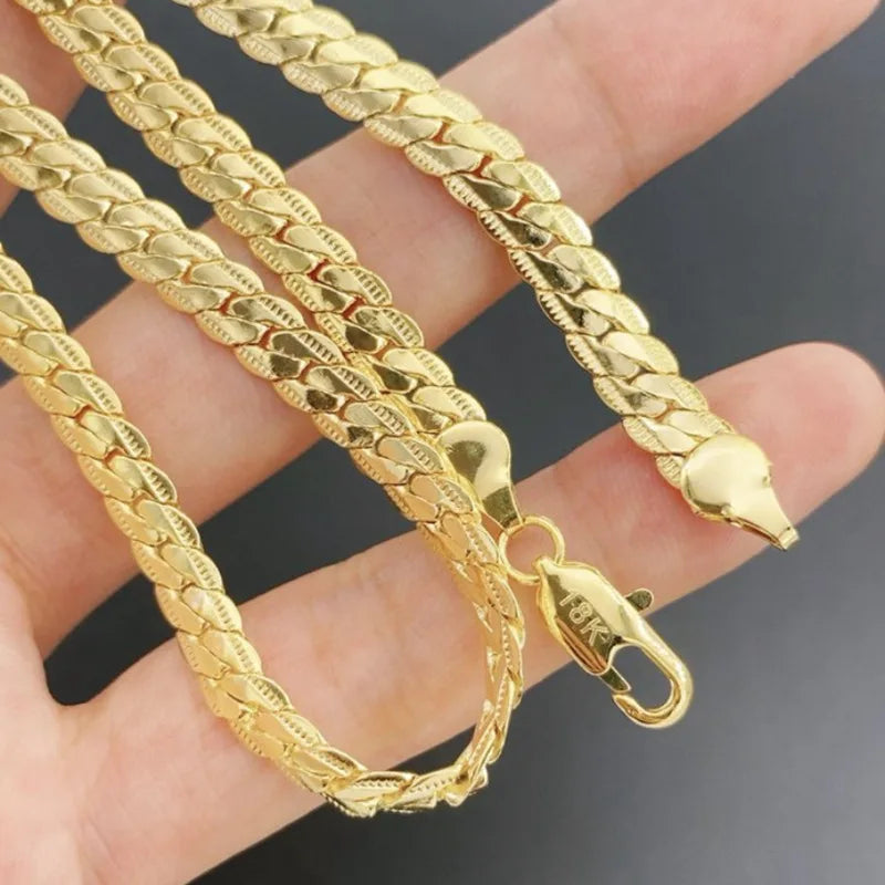 Silver 18K Gold Color 5MM Chain Bracelets Neckalce