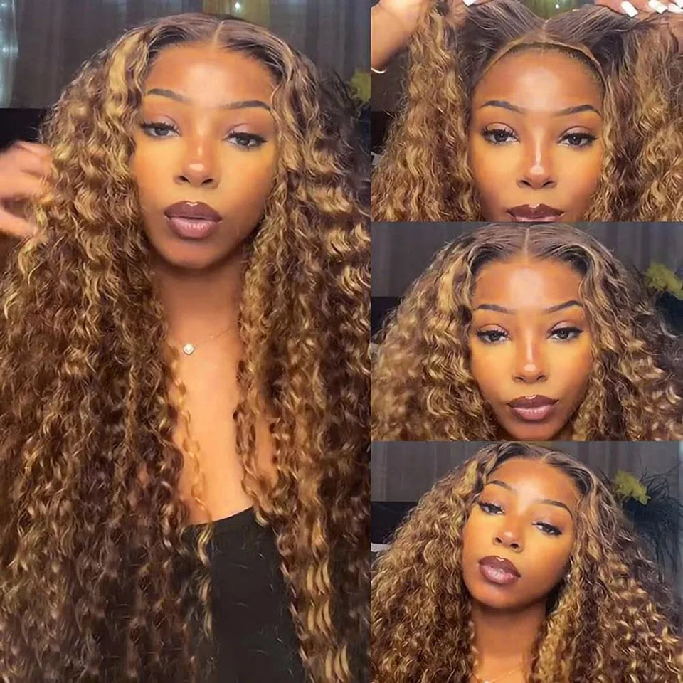 Highlight Wig Curly Human Hair Honey
