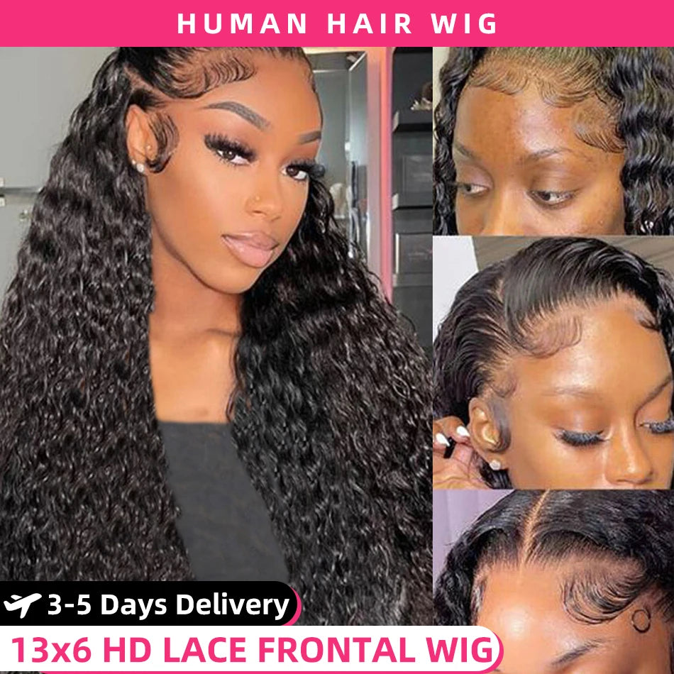 Human Hair Wigs 13x4 Deep Wave Frontal Wig Lace
