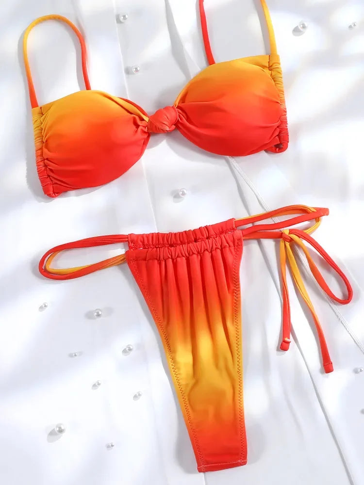 Orange Bikinis High Waist Swimsuit Women
