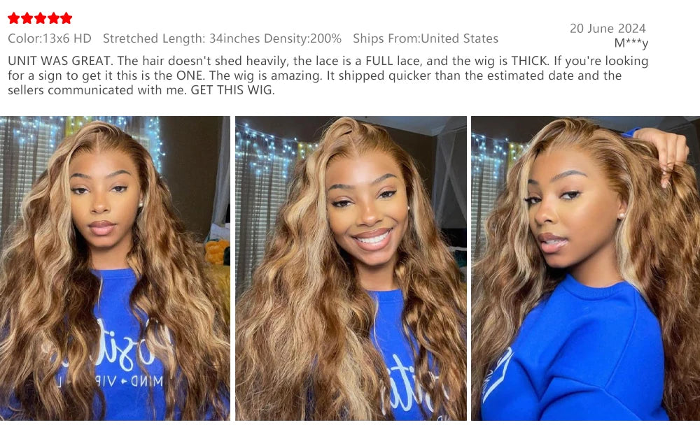P4/27 Highlight Ombre Brown Body Wave 13x6 Human Hair Wig