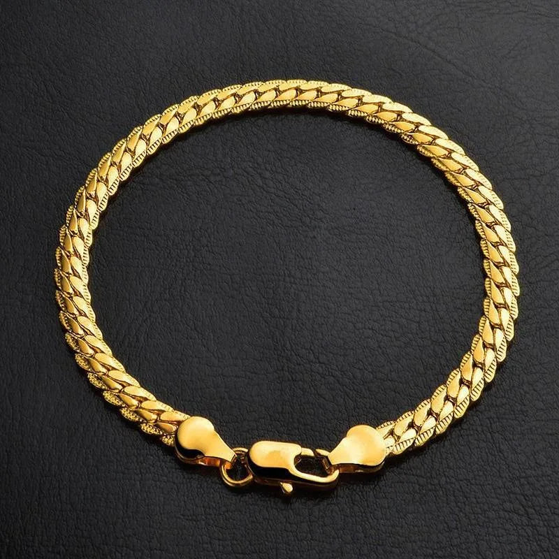 Silver 18K Gold Color 5MM Chain Bracelets Neckalce