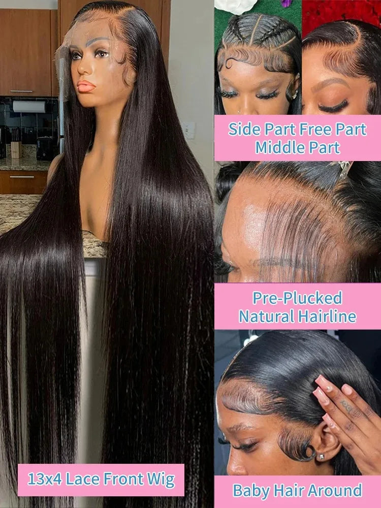 Mossily 30 42 Inch HD 13x6 Lace Frontal Wigs Human Hair