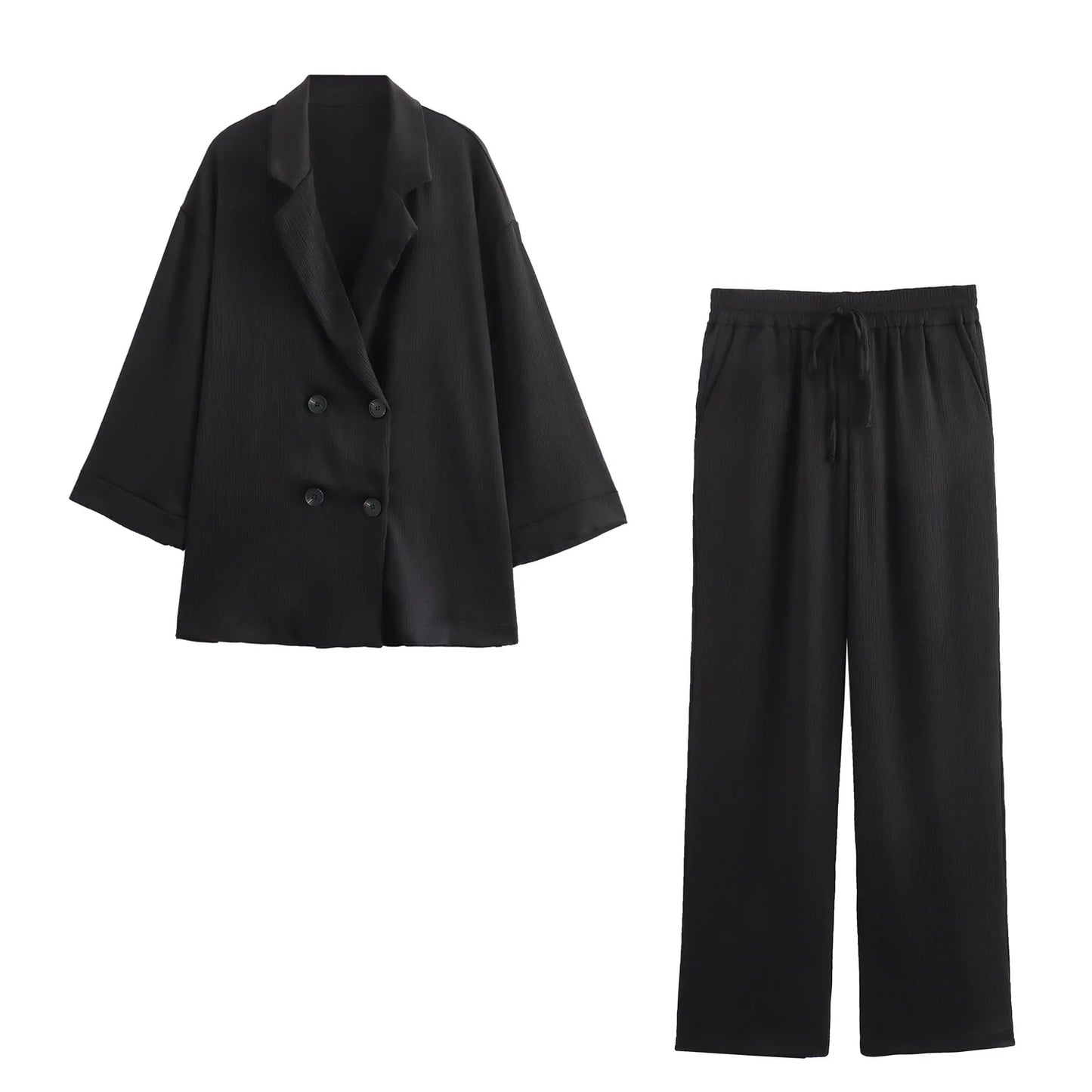 2024 Autumn Women Casual Blazer Coat Pants Set Long Sleeve