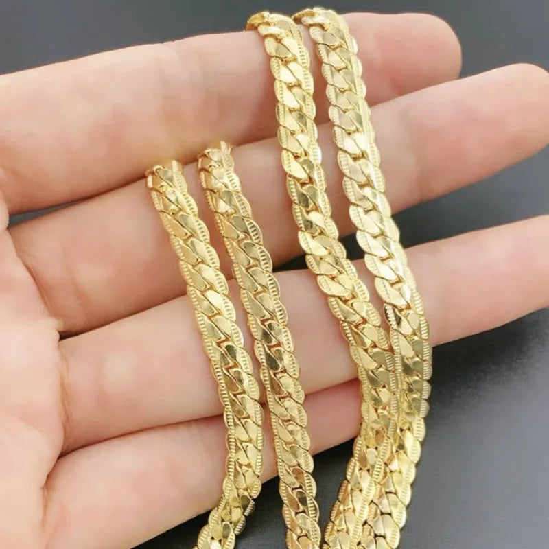 Silver 18K Gold Color 5MM Chain Bracelets Neckalce