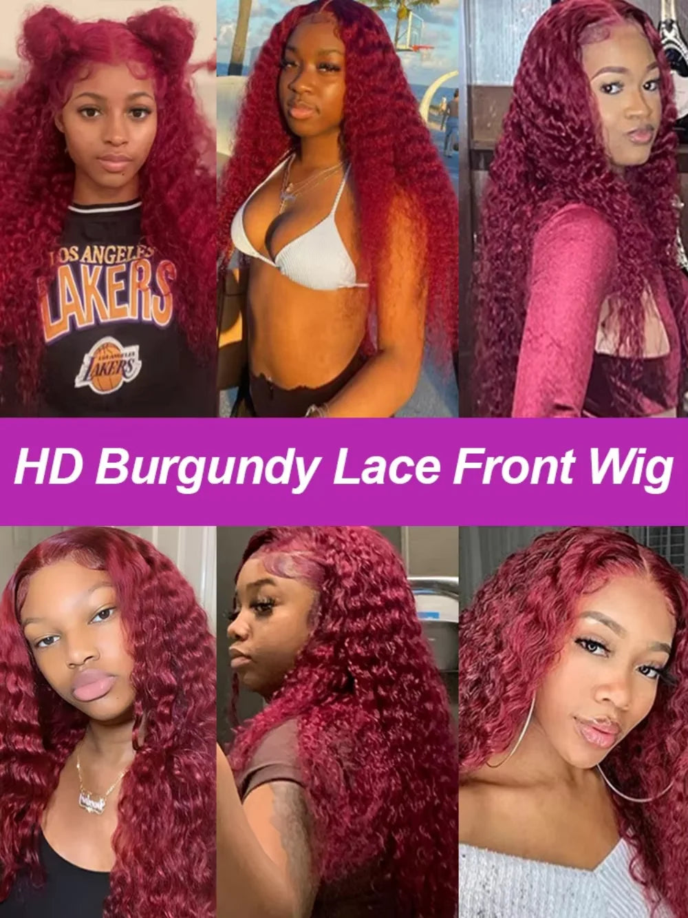Red Colored Burgundy 99J Deep Wave 13x4 13x6