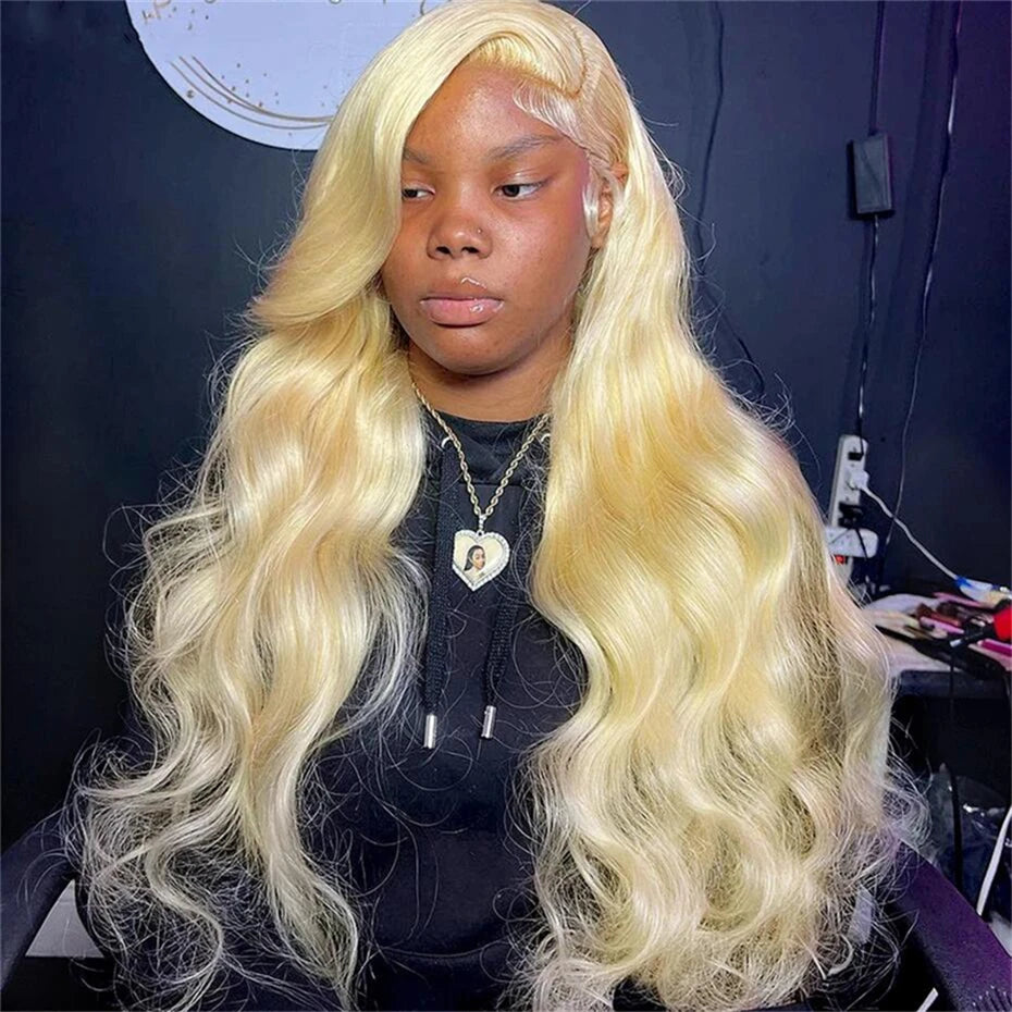 13x6 Highlight Ash Blonde Wigs Human Hair Brazilian Body Wave
