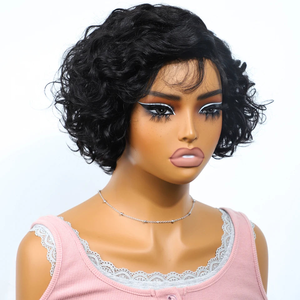 Sleek Bodywave Human Hair Wigs For Women Short Pixie