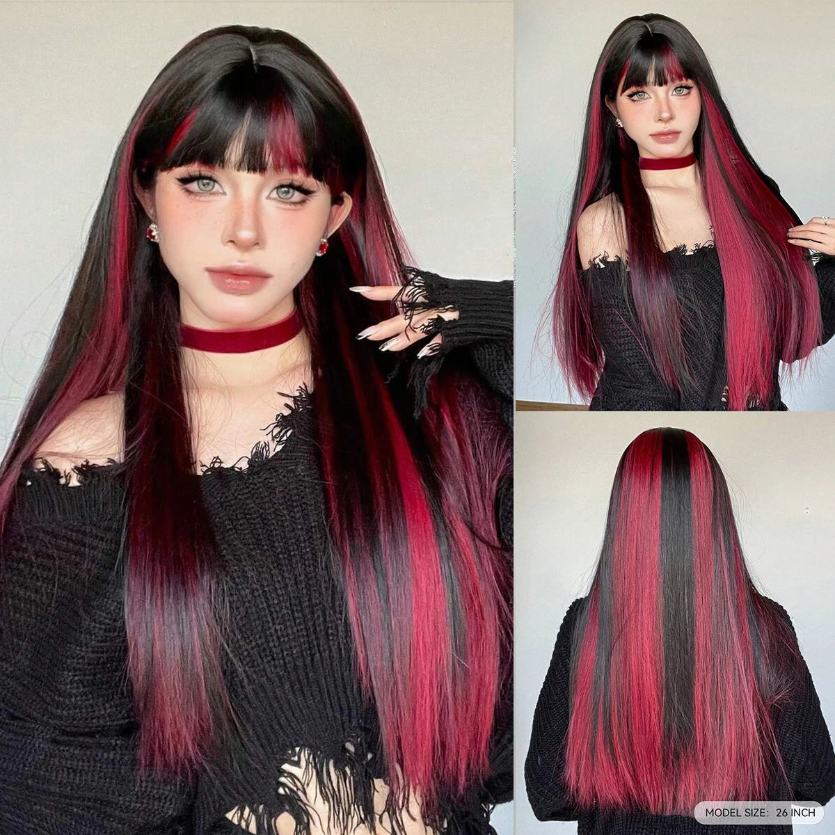 EASIHAIR Brown Straight Layered Wigs for Women Long Natural Hair