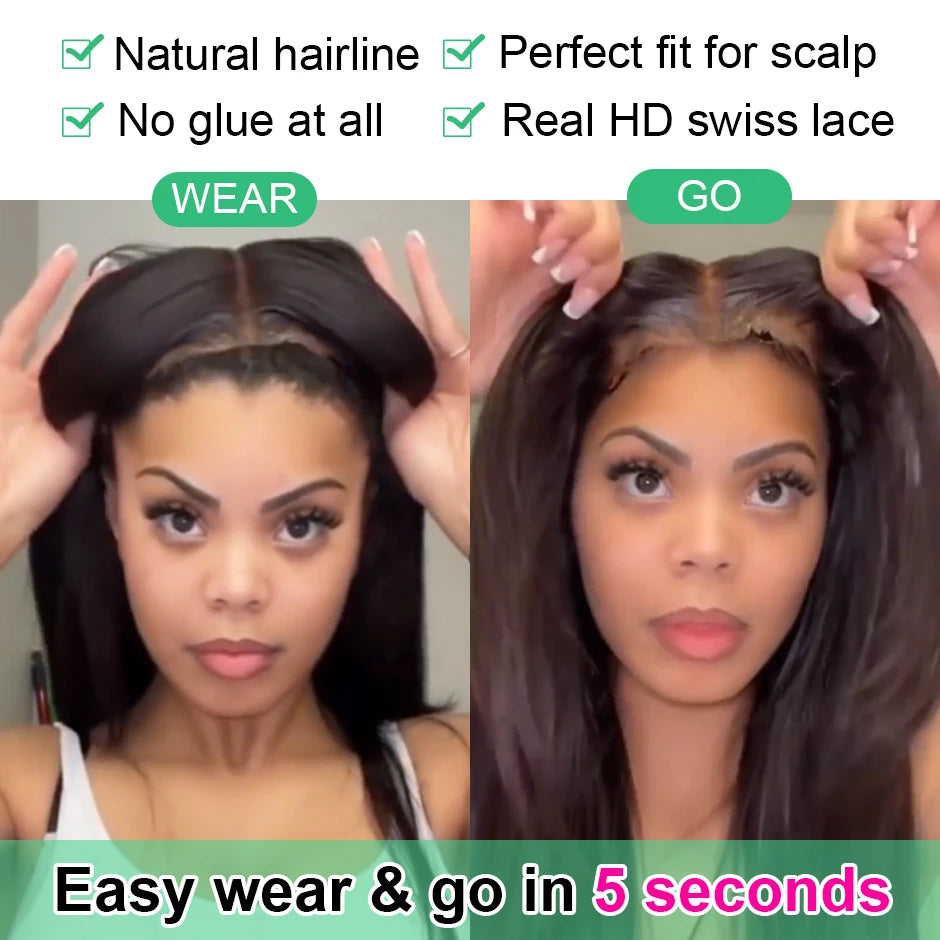 Water Wave Glueless Wig Pre-Cut Lace Wig 180% Pre-Plucked