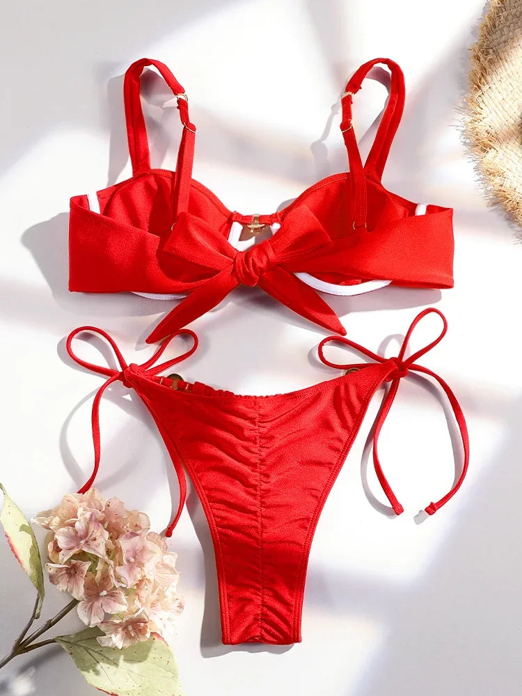 Orange Bikinis High Waist Swimsuit Women