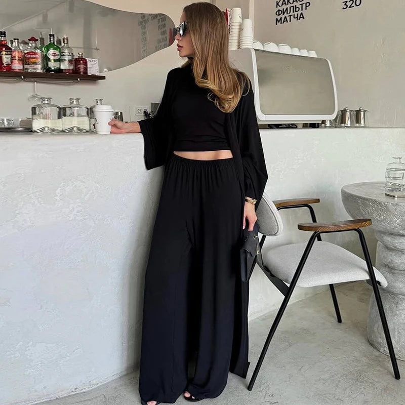Casual Yellow Women 3 Pieces Suits 2025 V-neck Long Coat