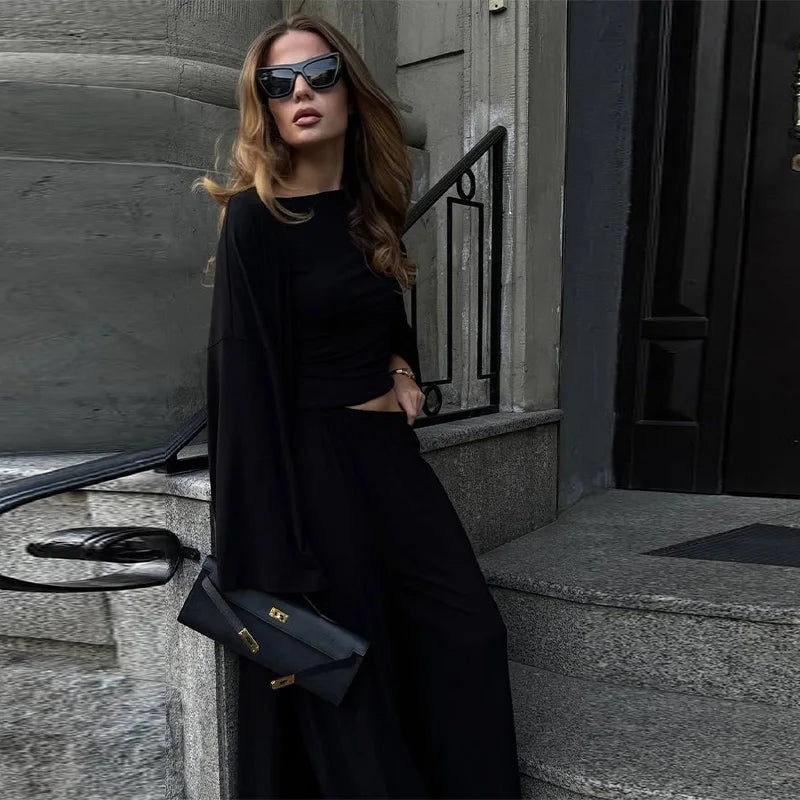 Casual Yellow Women 3 Pieces Suits 2025 V-neck Long Coat