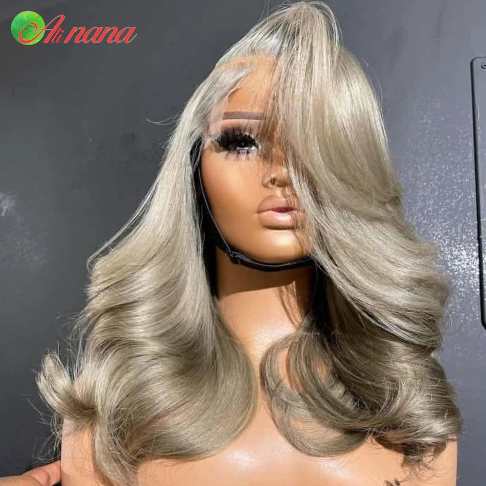 Ash Blonde Colored 13x4 Lace Frontal Wigs Ombre
