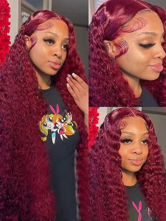 Red Colored Burgundy 99J Deep Wave 13x4 13x6
