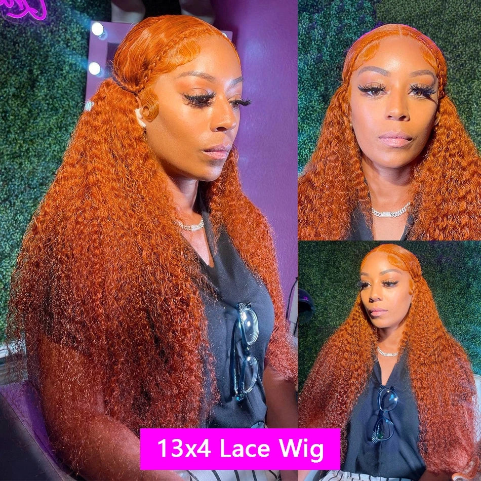 13x6 Hd Colored Ginger Orange Curly Lace Frontal