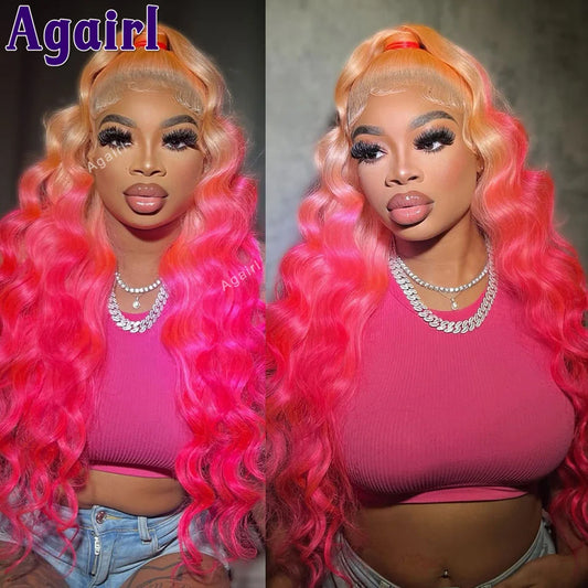Ombre 613 Rose Pink 13X6 Loose Deep Wave