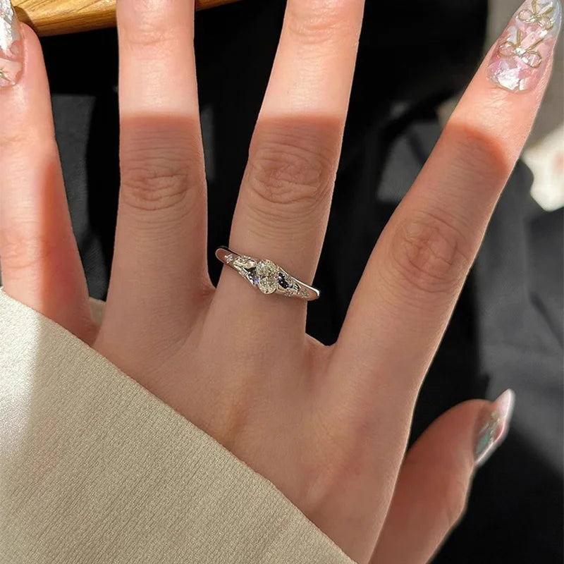 Sparkling Ellipse Zircon Ring For Women Couples