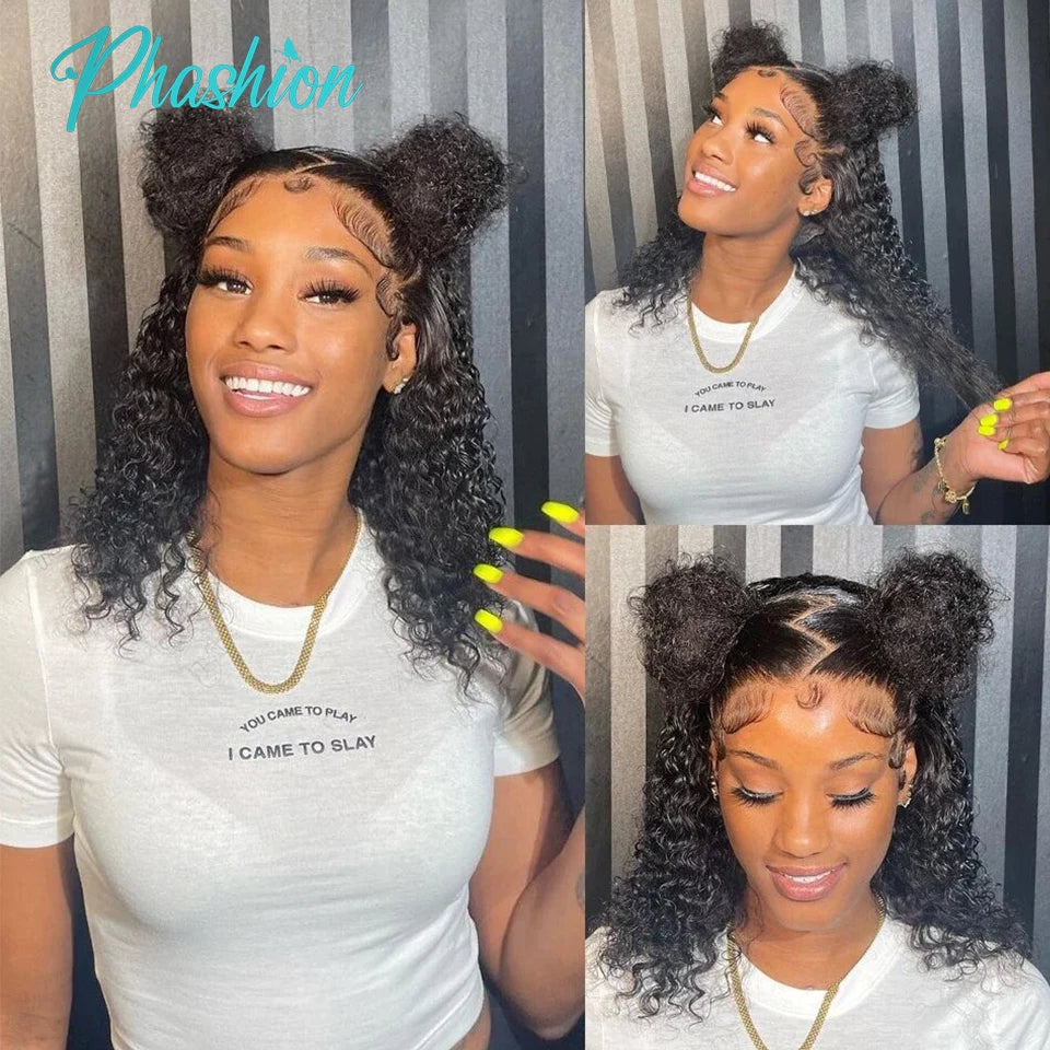 Phashion 13x4 Deep Curly Short Bob Wig Full Lace Frontal Human Hair Wigs