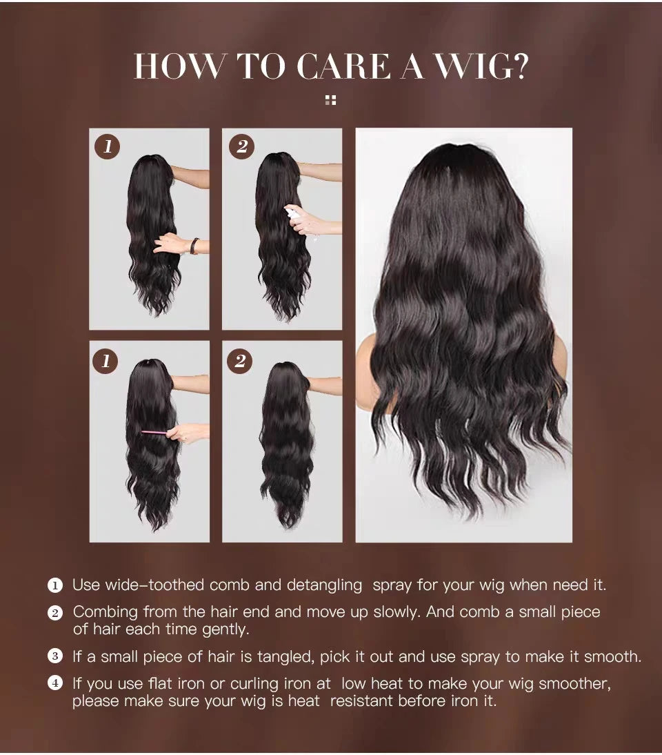 EASIHAIR Brown Straight Layered Wigs for Women Long Natural Hair
