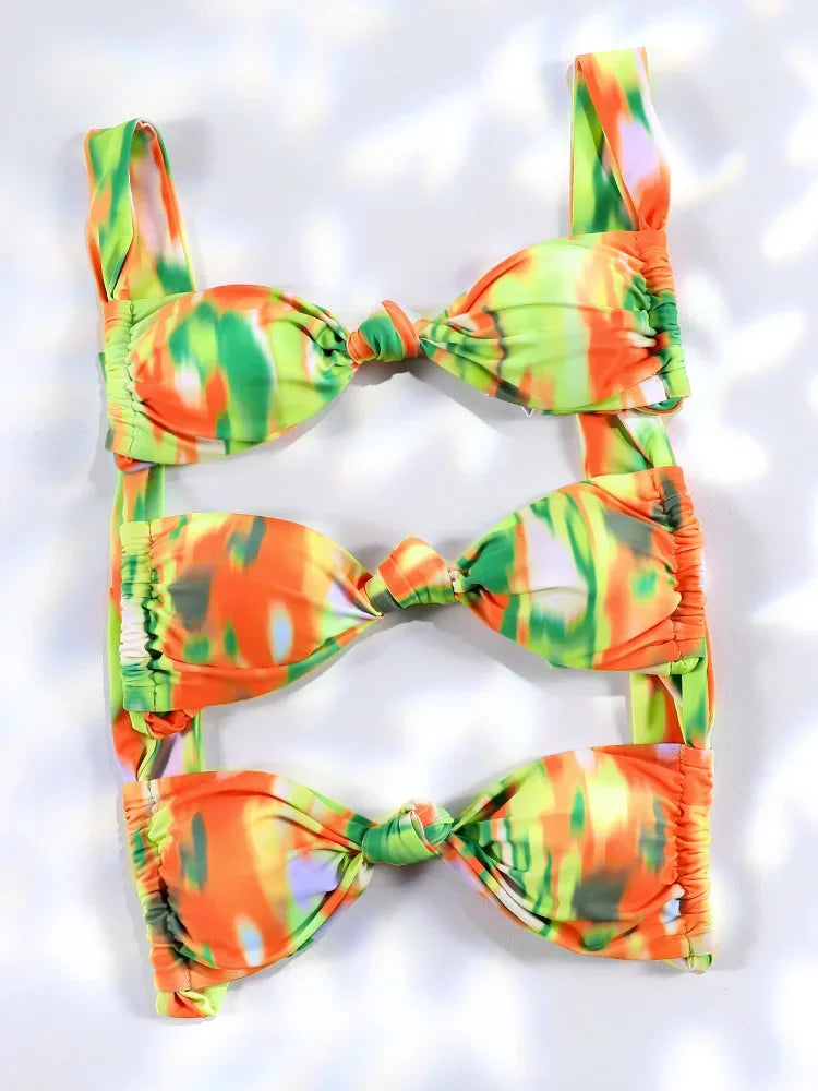 Orange Bikinis High Waist Swimsuit Women