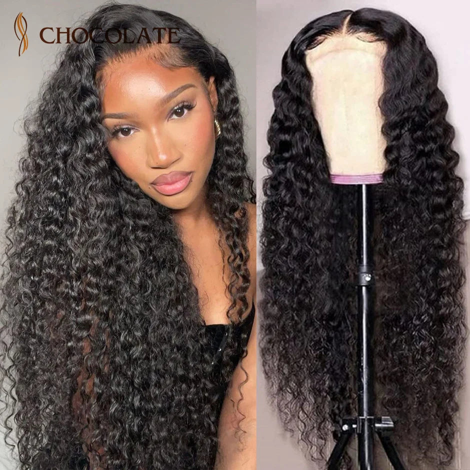 Water Wave 13x4 HD Lace Frontal Wig Deep Curly Human Hair Wigs