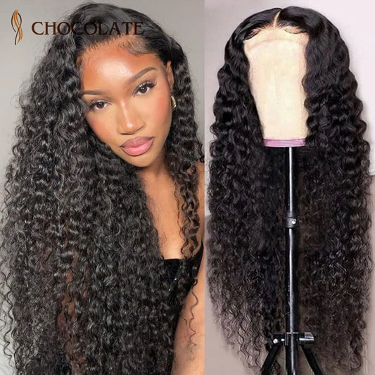Water Wave 13x4 HD Lace Frontal Wig Deep Curly Human Hair Wigs