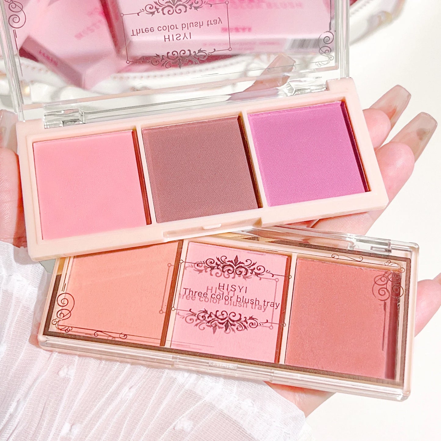 3-Color Cheek Red Plate Nude Makeup Natural Matte