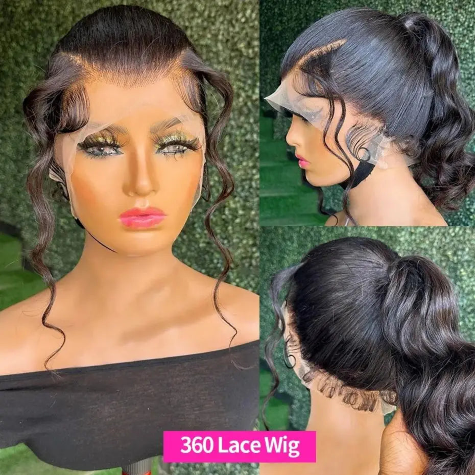 360 Full Lace Wigs For Ponytail Brazilian 30 32Inch Body Wave 13x4 13x6 HD Lace Front Wig