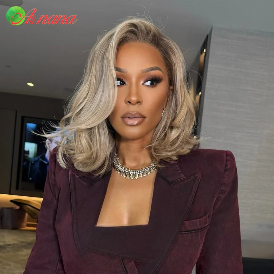 Ash Blonde Colored 13x4 Lace Frontal Wigs Ombre