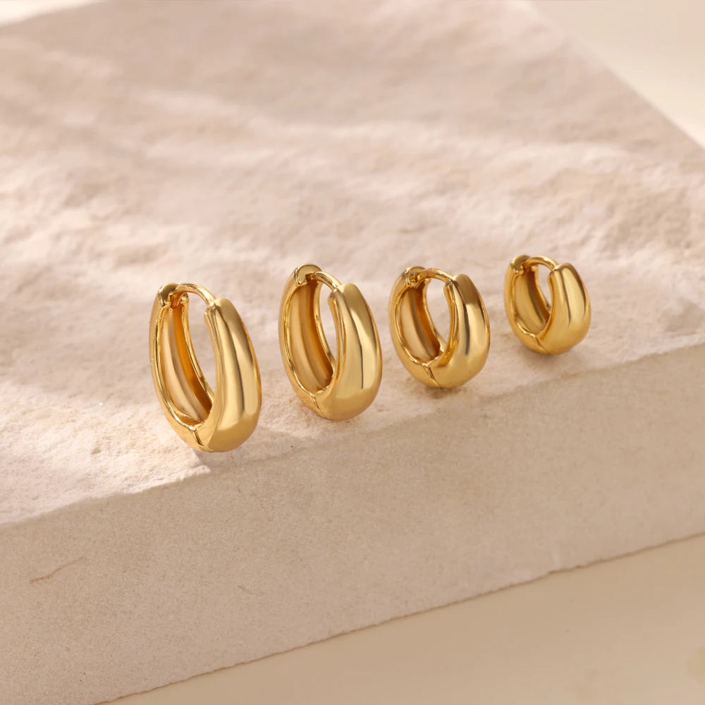 Classic Hoop Earrings for Women Chunky