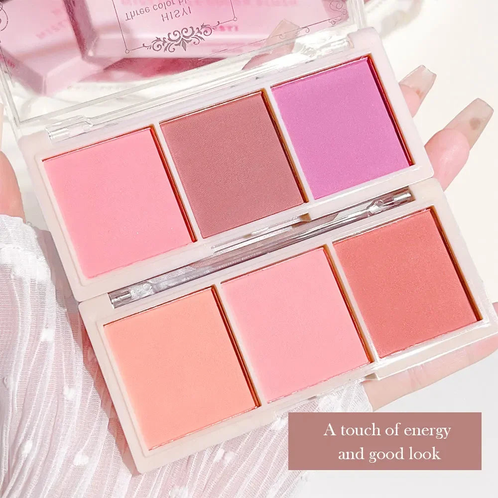 3-Color Cheek Red Plate Nude Makeup Natural Matte