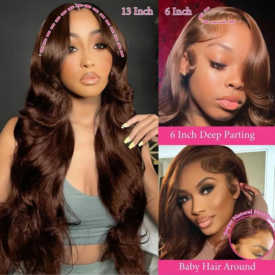 Chocolate Brown Lace Front Human Hair Wigs